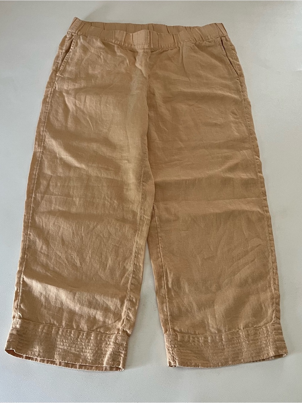 J. Jill Pure Jill Jacquard Stitch Peach Linen Cropped Pants M - Picture 5 of 7